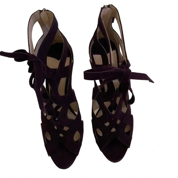 Miu Miu Prune Suede High Heel Tie Pumps sz 8 NWT - Picture 4 of 12